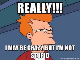 Really!!! I may be crazy, but I'm not stupid - Futurama Fry | Meme Generator